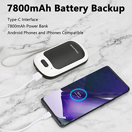 Dalacha Scaldamani Ricaricabile 7800mAh con Tipo C USB Portatile Scaldamani Elettrico con Powerbank e Torcia a LED per Uomini e Donne Riutilizzabile Scaldamani Tascabile per Campeggio, Sci, Regali (1)