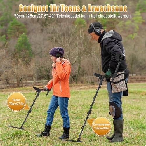 Type-C: OMMO Metal Detector for Adults, Rechargeable Metal Detector Professional Set, 6 Modes, 70-125 cm Adjustable Handle, IP68 10 Inch Waterproof Coil, High Accuracy, Outdoor Metal Detector