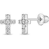 In Season Jewelry CZ Little Cross Kids Earrings - 925 Sterling Silver Hypoallergenic Earrings for Girls with Secure Screw Backs - Safe & Comfortable for Toddlers, Kids & Little Girls