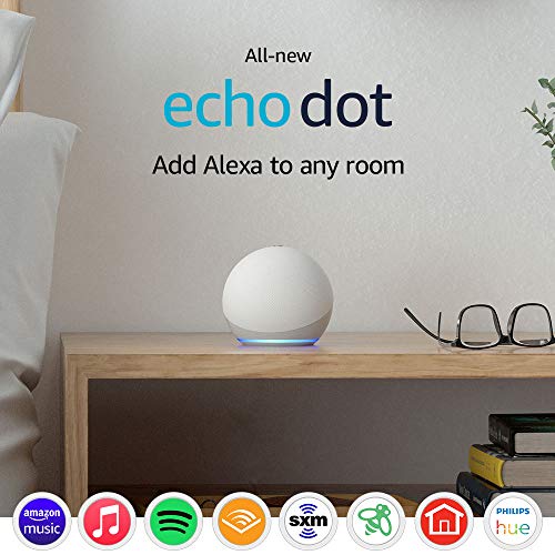 Echo Dot (4th Gen) | Smart speaker with Alexa | Glacier White