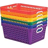 Really Good Stuff Plastic Storage Baskets for Classroom or Home Use - Fun Rainbow Colors - 13