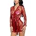 JYVIN Women's Lace Kimono Robe Plus Size Sex Lingerie Sexy Red Erotic Nightwear