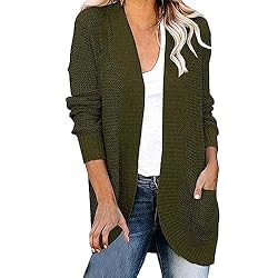 ADJHDFH Cardigan With Pockets For Women Blue Knit