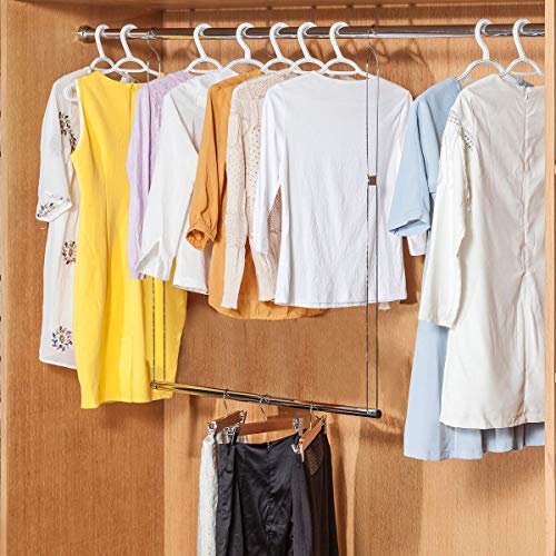 STORAGE MANIAC 2Pack Hanging Closet Rod, Width Adjustable, Height