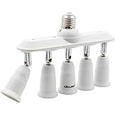 DiCUNO Light Socket Splitter 5 Way Adapter, 5 in 1 E26 Socket Converter, Bulb Lamp Horizontal Designed 360 Degrees Adjustable