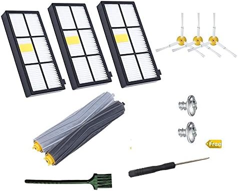 GHM 8PCS Replenishment Parts For iRobot Roomba 800/900 Series 890 805 860 870 880 960 980 Robotic Vacuum Cleaner，Replacement Parts With 3pcs Hepa filters and Side Brushes,2 Pair Debris Extractors