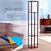 Brightech - Maxwell Shelf Floor Lamp - Modern Mood Lighting for your Living Room and Bedroom - Shade Diffused Light Source with Open-Box Shelves - Walnut Brown