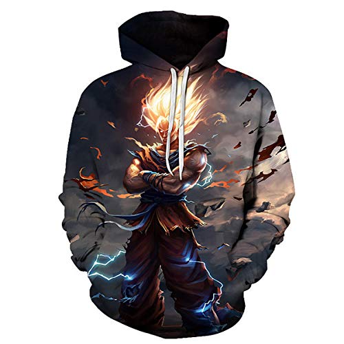 CHENMA Men Dragon Ball 3D Print Pullover Hoodie Sweatshirt with Kangaroo Pocket (Color 6, Small)