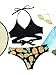 SweatyRocks Women's Sexy V Neck Pineapple Print Front Cross Back Knot Halter Swimsuit Bikini Black L
