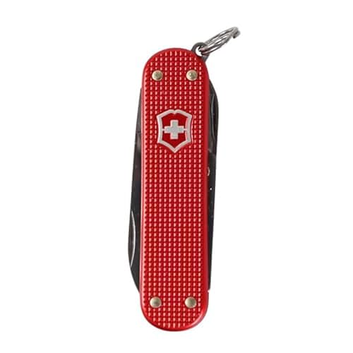 Victorinox Classic SD Alox Swiss Army Knife, Compact, 5 Functions, Swiss Made Pocket Knife with Small Blade, Screwdriver and Key Ring - Sweet Berry (Red)
