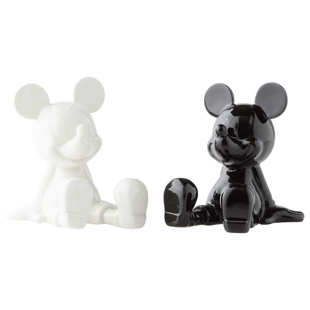 Photo 1 of Enesco 6003748 Disney Ceramics Mickey Mouse Sitting Salt and Pepper Shakers, 3.5 Inch, Black and White