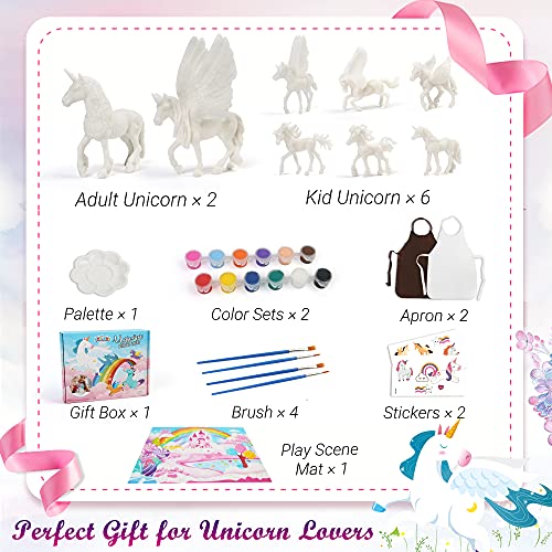 BenBen Unicorn Toys and Painting Kit, Kids Creative Arts and Crafts Supplies for Girls and Boys Aged 3+, Paint Your Own Unicorn with Activity Play Mat