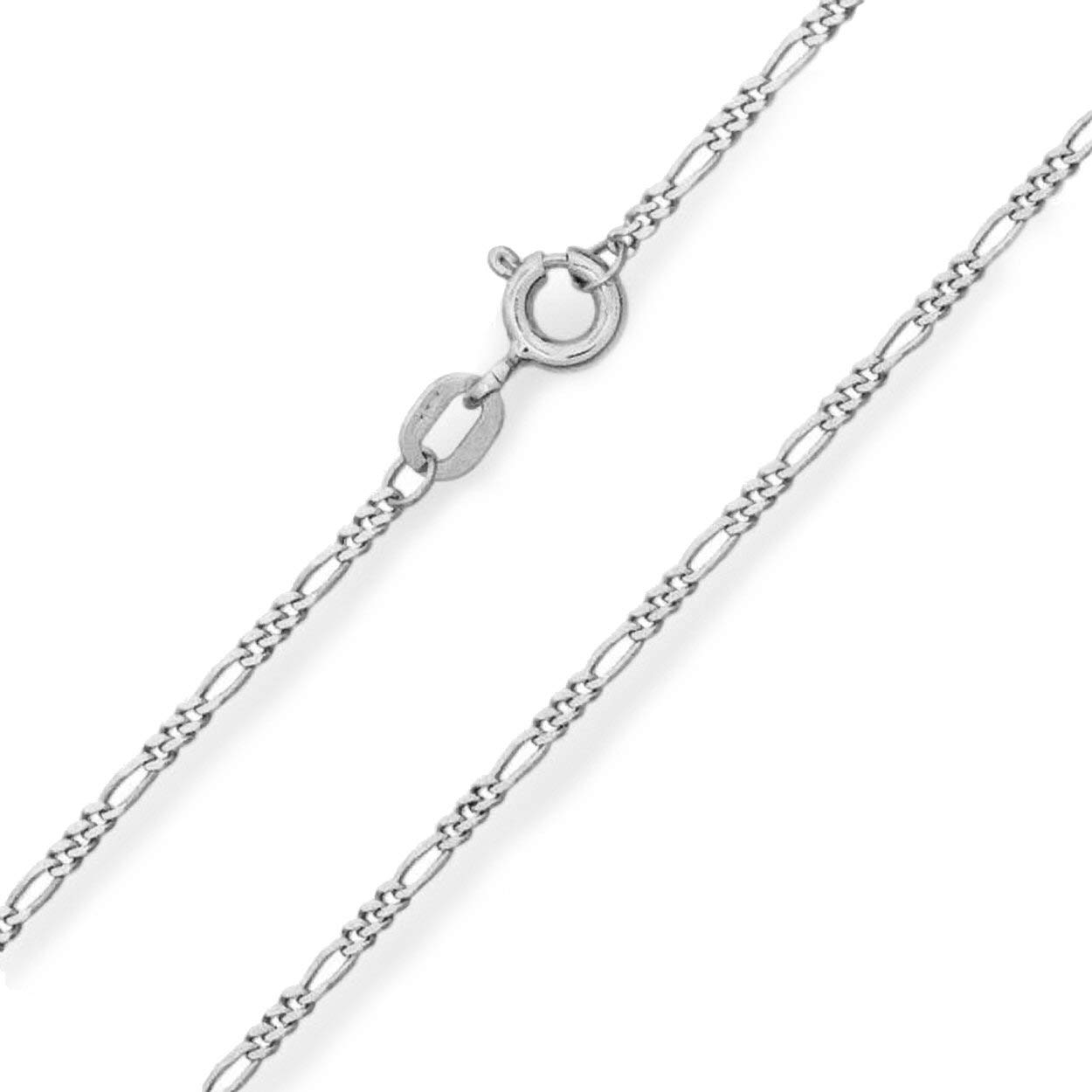 18" Inch Sterling Silver 1.2 mm Thick Diamond Cut Figaro Chain Necklace for Women Men Unisex - Fine Silver Chain - Ideal for Smaller Pendants - Weight: 1.6 Grams. SCLS2035 — image 1