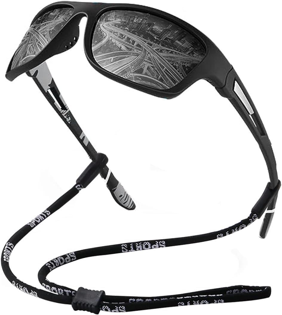FDEETY Polarized Sports Sunglasses UV400 Protection for Sports Eyewear for Outdoors Cycling Fishing Golf Mountain Ski Running Camping Unisex (Black)