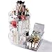 Cq acrylic Rotating makeup organizer for Vanity,Clear Rolling Makeup Case Storage Container Beauty Box For Hair Accessories,lip gloss,Perfum,Lipstick,Brush Holder
