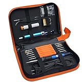 Sywon Full Set 60W 110V Electric Soldering Iron Kit with Adjustable Temperature Welding Iron, 5pcs Tips, Desoldering Pump, 2pcs Tweezers, Tin Wire Tube, Stand and 6pcs Aid Tools in PU Carry Bag