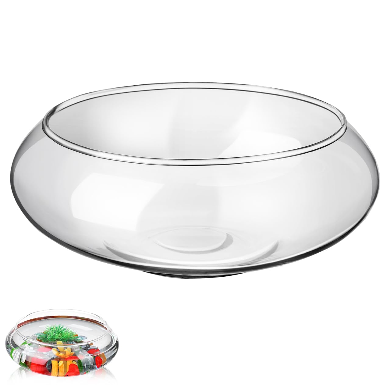 Toddmomy Glass Succulents Pot Small Planter Bowl for Indoor Herb Plants and Air Plants Clear Round Glass Fish Bowl for Windowsill or Desktop Decoration Multi-Purpose Hydroponic Container