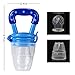 Biubee Baby Food Feeder-Silicone Teether Nibbler with Fresh Fruits Vegetable for Toddlers Blue(M)