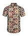 Allegra K Men Point Collar Button Down Vintage Floral Print Summer Shirts Medium Camel