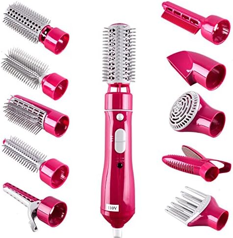 Multifunctional Straight Hair Curling Hair Dryer Comb High Power Home Hair Styling Tool Set 10 In 1 Hotel Travel Brush Comb Hair Dryer,Pink