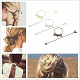 BOHO Antique Retro Metal Long Arrow Round Hoop Set Pierced Barrette Hair Fork Stick Slide Tuck Comb Clip Shawl Scarf Pin Brooch Hairpin Styling Ponytail Holder Bun Maker Tool Accessories GIFT