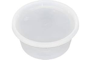 Asporto 12 Ounce To Go Boxes, 100 Microwavable Round Soup Containers - Clear Plastic Lids Included, Do Not Contain BPA, Clear Plastic Soup Containers, Disposable - Restaurantware