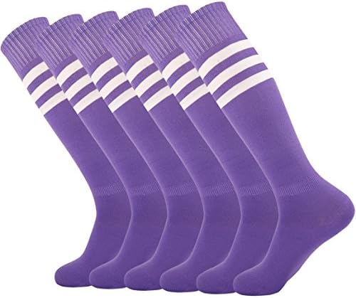 Dodove Soccer Sports Socks Unisex Knee High Triple&amp;Classic Plain Athletic 2-12 Pairs
