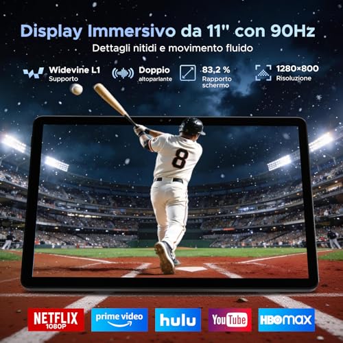 Easerush P11 Tablet 11 Pollici con Tastiera,Penna,Mouse,Tablet Android 16 | 48GB RAM+128GB ROM(2TB TF),90Hz, T7250 Octa-Core 8800mAh,13MP,Gemini AI,Widevine L1,5G WiFi/BT 5.0/Face ID/GPS,Custodia