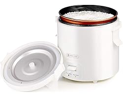 1.0L Mini Rice Cooker,WHITE TIGER Portable Travel Steamer Small,15 Minutes Fast Cooking, Removable Non-stick Pot, Keep Warm, 