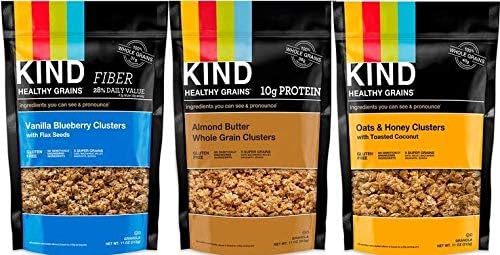 KIND Healthy Grains Clusters Granola Cereal variety pack - 3 flavor (Oats & Honey with toasted coconut, Vanilla Blueberry, & Almond Butter Granola) (3)