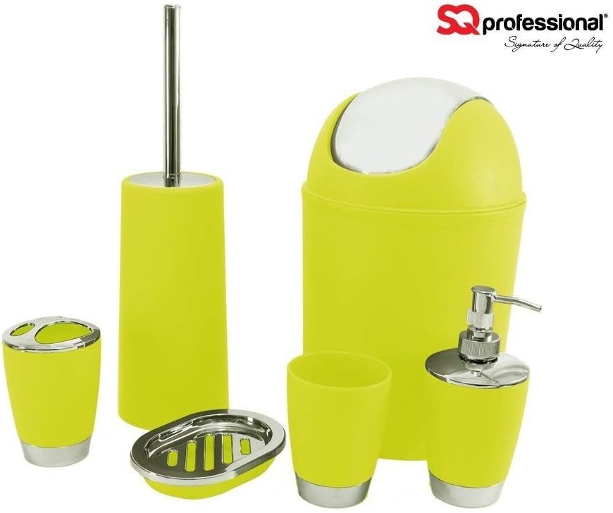 6 Pezzi SQ Professional Set di Accessori per Il Bagno Giallo