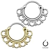 Septum Clicker Hinged Hanger Nose Ring Hoop Cartilage Indian Tribal Fan 3/8