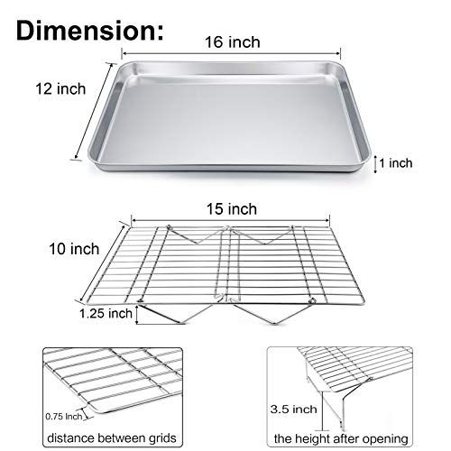 TeamFar Baking Sheet with Rack Set(2 Pans & 2 Tier Racks), Stainless