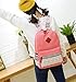 Veenajo Casual Lightweight Cute Dot Canvas Laptop Bag Shoulder Bag School Backpack (Pink)