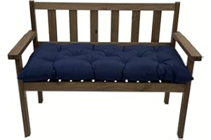 BOOMSHY Shapeazy Outdoor/Indoor Waterproof Bench Cushion,Non-Slip Bench Pads with Ties Swing Chair Tatami Cushion,Bench Cushions for Patio Backyard Porch Garden Wicker Furniture (39.4*19.7inch, navy blue)