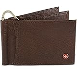 Alpine Swiss Mens Deluxe Leather Money Clip Spring Front Pocket Wallet Brown