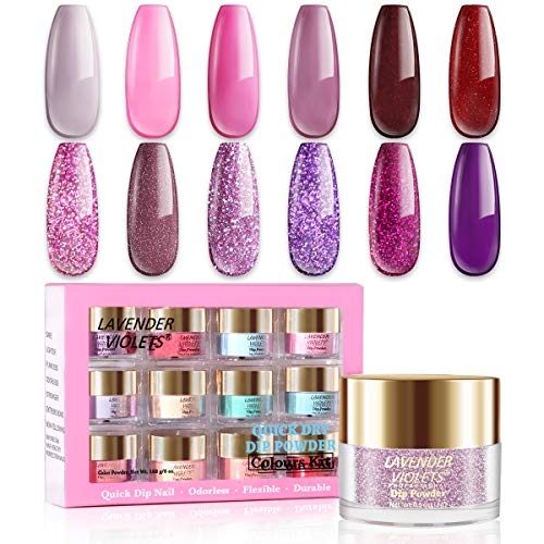 Lavender Violets FastDry 12 Colors DipPowderNailKit Glitter Purple