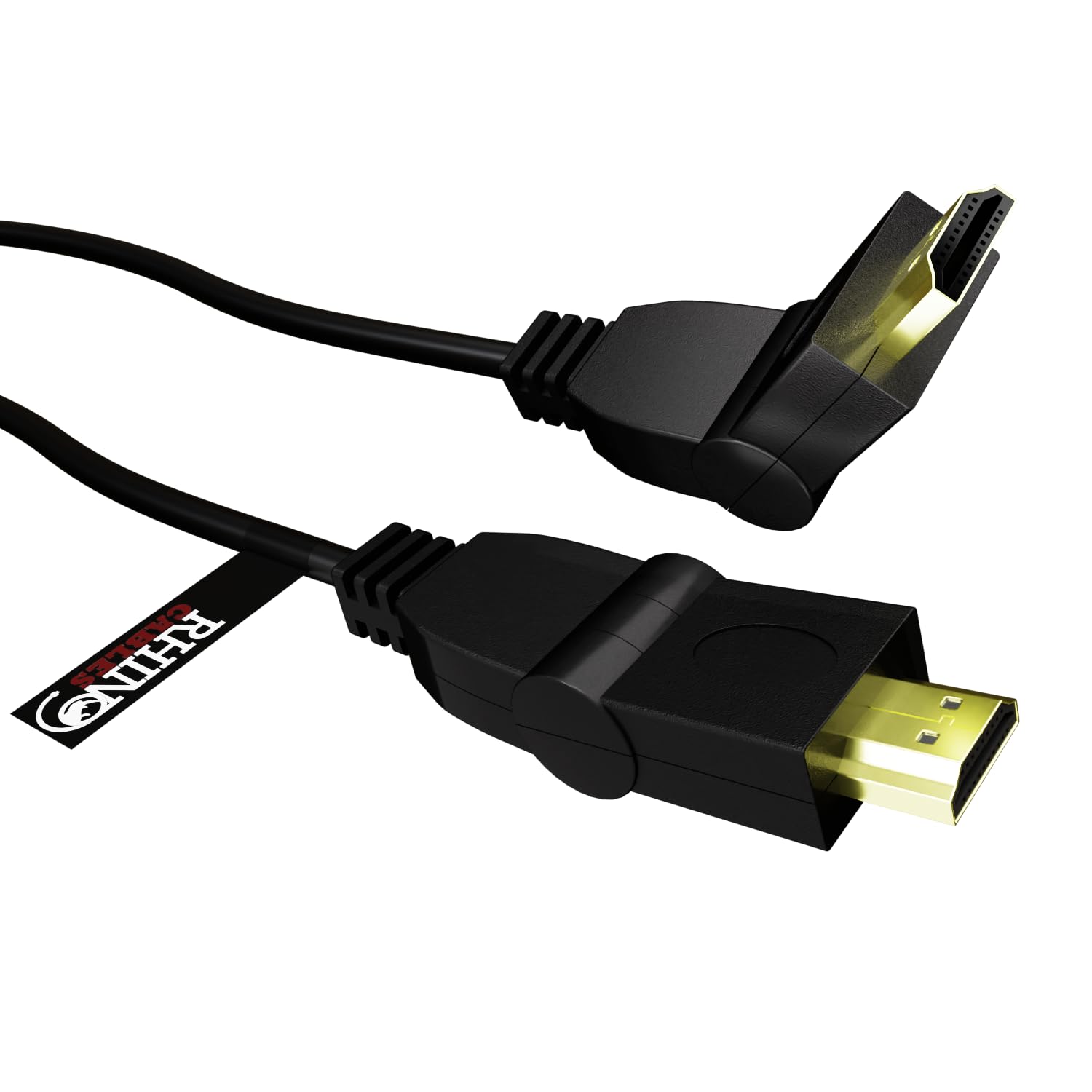 rhinocables Swivel HDMI cable 180 degrees Right Angle or Straight Connector High Speed HD Video with Ethernet for HDTV, DVD, Blu-Ray, Gaming, PC, Laptop, Projectors, Sky, TV Box (5m)