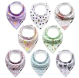 Baby girl bandana drool bibs for drooling and teething : 100% organic cotton, 8 count variety pack, Zelha baby