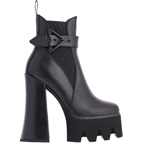 Amazon.com | onlymaker Square Toe Ankle Boots with Grommets Black