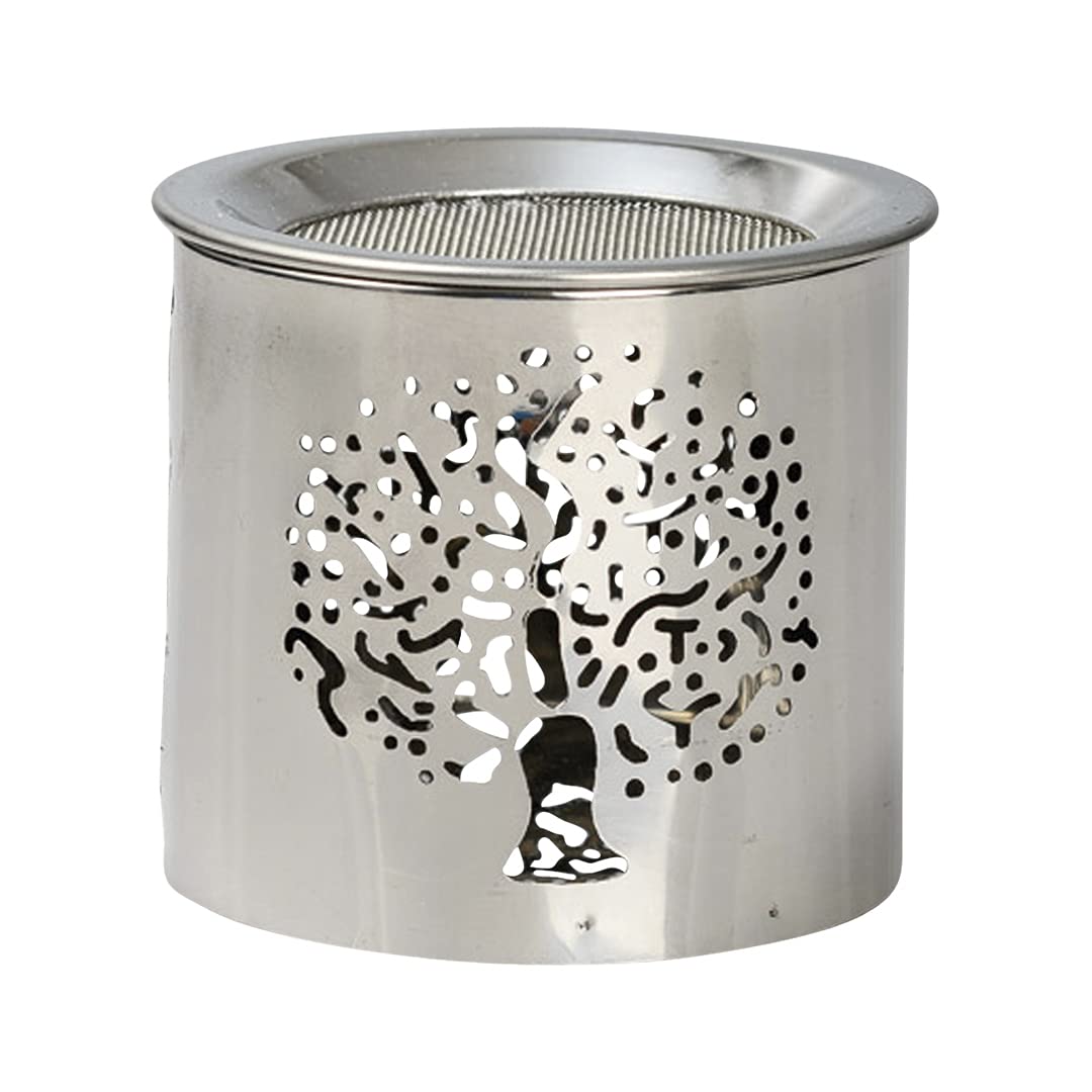 NKlaus Incense burner steel silver shiny Height: 6cm Mode tealight with sieve for incense 10905