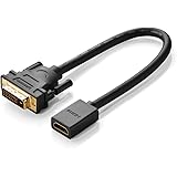 Ugreen HDMI to DVI 24+1 DVI-D Female to Male Adapter Support 1080P for HDTV, Plasma, DVD and Projector, Gold Plated, 20cm