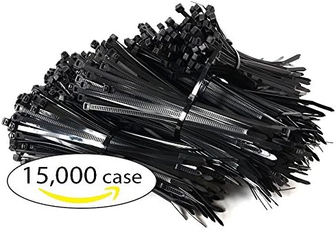 Case of Zip Ties. Bulk Case of 15,000 Cable Ties. Black 6" Industrial Grade Self-Locking Nylon Ties.