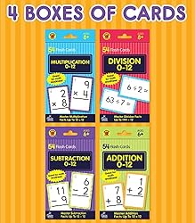 Carson Dellosa 4-Pack Math Flash Cards for Kids