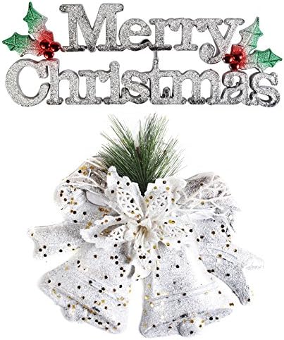 Pragati Pro Christmas tree decoration bells wall hanging(silver, 8x7inch)