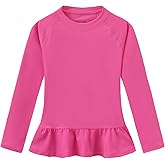Dovio Girls Ruffle Rash Guard Swim Shirts, UPF 50+ Sun Protection Long Sleeve Rashguard Water Swimwear Tops