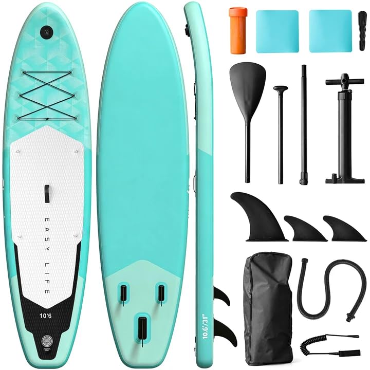 Adult Inflatable Surfboard, 320 cm Inflatable Sup with Accessories: Paddle, Pump, Fish Fins *3, Load Capacity of 135 kg, Plus Sup Board for All Levels Surfers