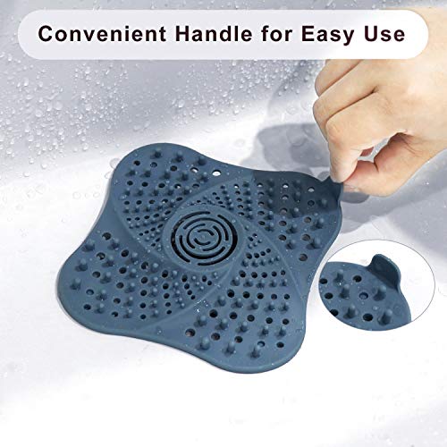 Bathroom Hair Catcher(3 pack)，Spiral Design Drain Hair Catcher，Strong Suction Cups Bathtub Drain Protector，Silicone Sink Drain Protector