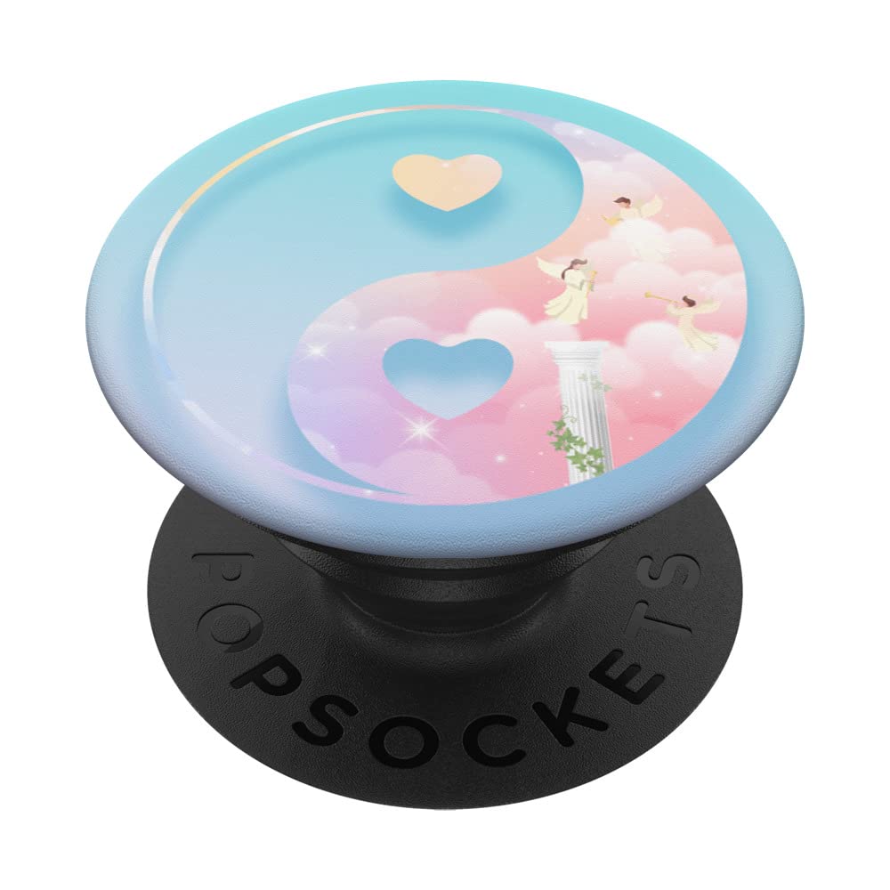 Angelcore Aesthetic Yin Yang Heart Ying Yang Angels PopSockets Swappable PopGrip