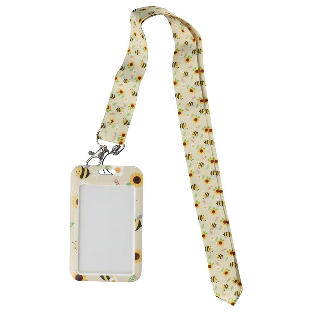 Bees and Flowers Neck Lanyard, with ID Badge Holder, for Keys Women Teacher